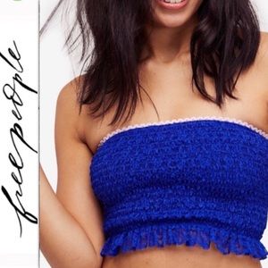 FREE PEOPLE | Callie Smocked Bandeau Lace Crop Top